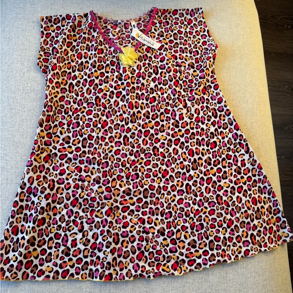 Leopard Print V-Neck kids coverup